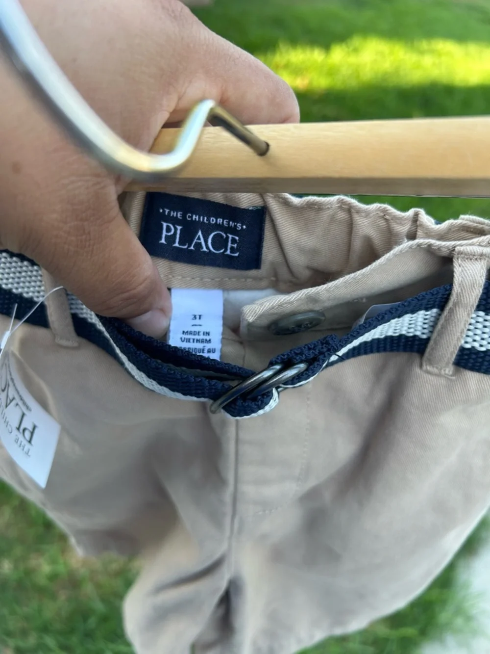 The Children's Place Khaki Shorts with Navy & White Belt